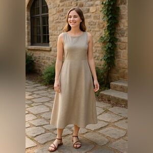 Talbots Linen flax color Sleeveless Dress Size 6